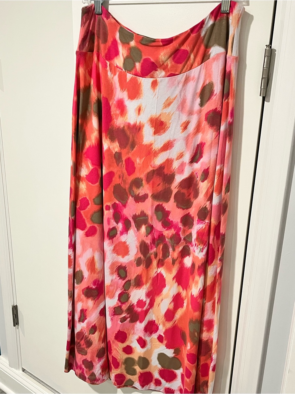 Tommy Bahama Coral Pink & Olive Abstract Maxi Skirt
